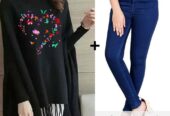 Printed poncho for women