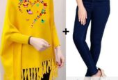 Printed poncho for women