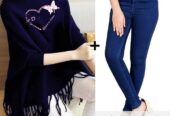 Printed poncho for women