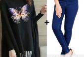 Printed poncho for women