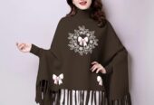 Printed poncho for women