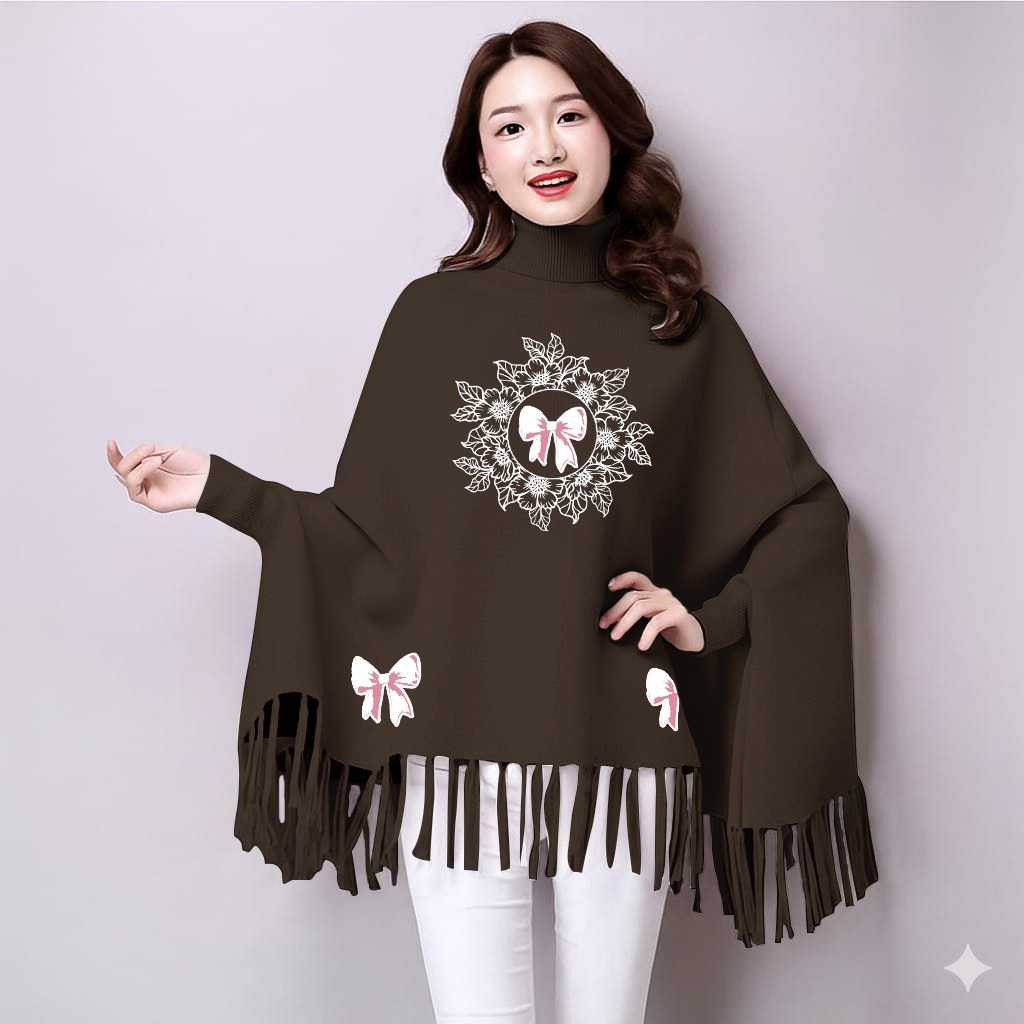 Printed poncho for women