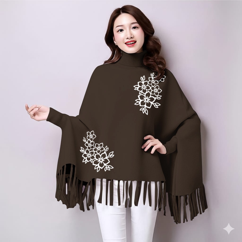 Printed poncho for women