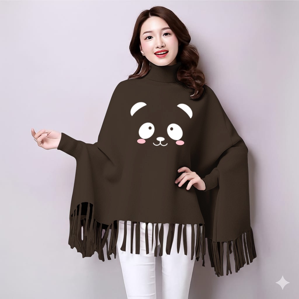 Printed poncho for women