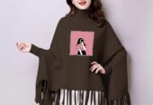 Printed poncho for women