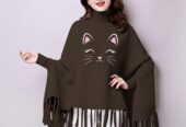 Printed poncho for women