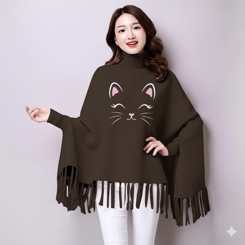 Printed poncho for women