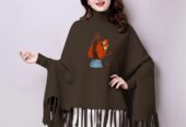 Printed poncho for women