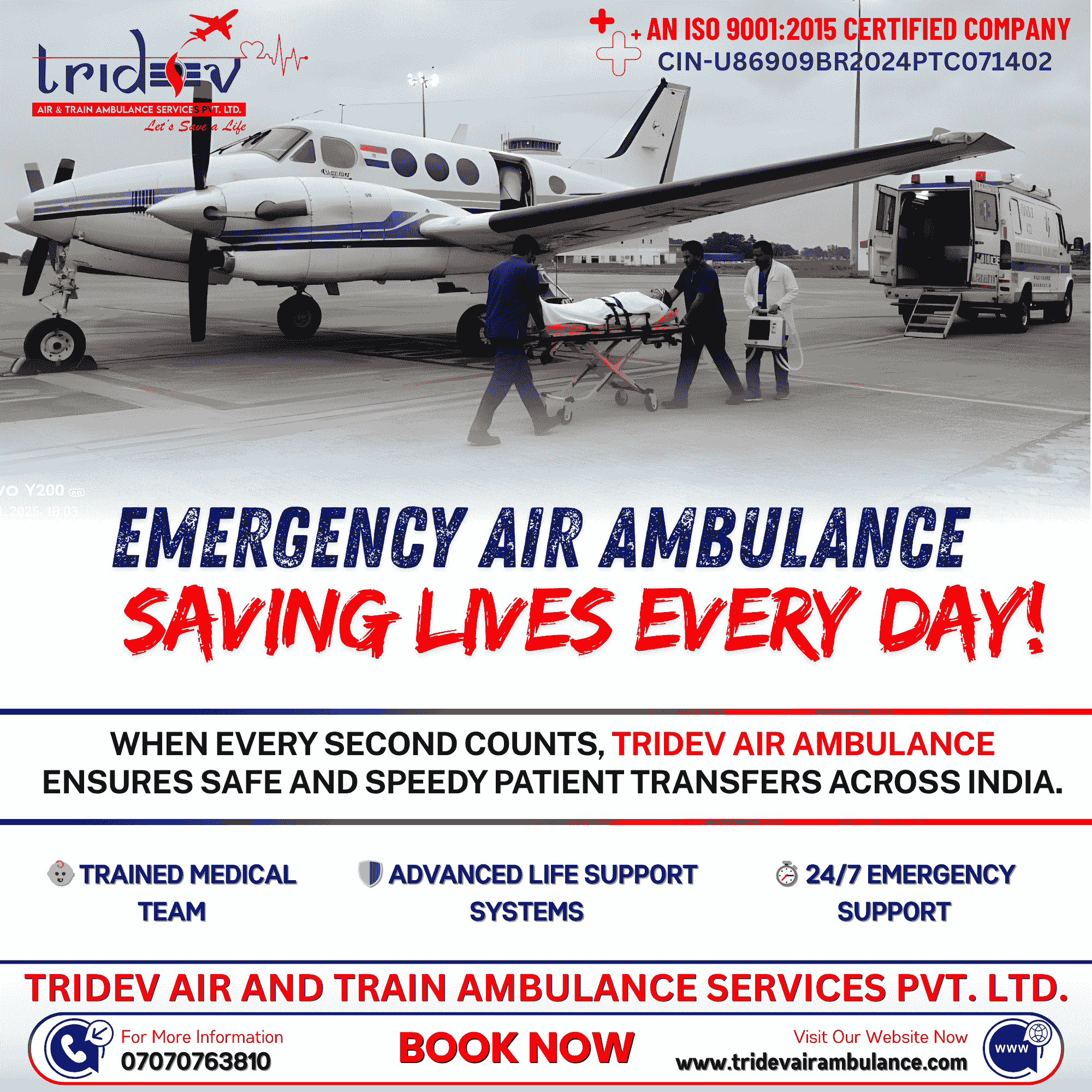 Swiftly Handle the Situation – Tridev Air Ambulance Service in Kolkata