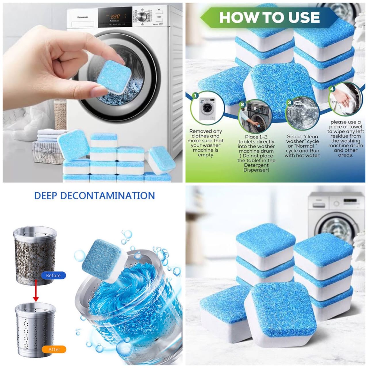 Washing Machine Cleaner – Solid Washing Machine Cleaner – Tablet Washer Cleaner