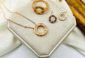Fancy Beautiful Gold Plated Zircon Locket Set With Adjustable Rings