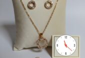 Fancy Beautiful Gold Plated Zircon Locket Set With Adjustable Rings