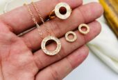 Fancy Beautiful Gold Plated Zircon Locket Set With Adjustable Rings