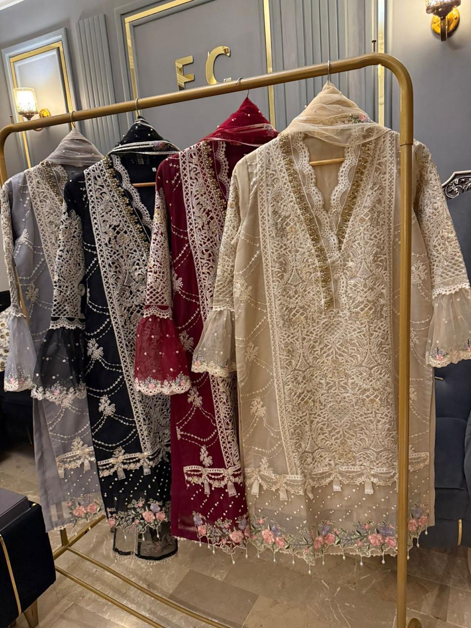 Russian silk heavy musework stiched 3 pieces sleeves complete