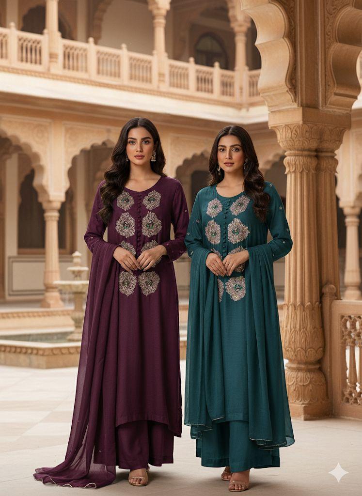 Russian silk heavy musework stiched 3 pieces sleeves complete