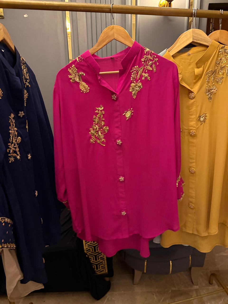 American georgete co ords sets with handwork shirt