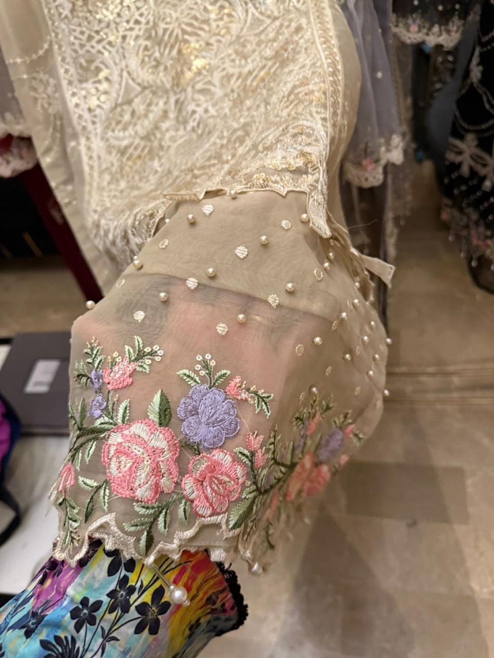 Soft organza heavy embroidered and handwork article