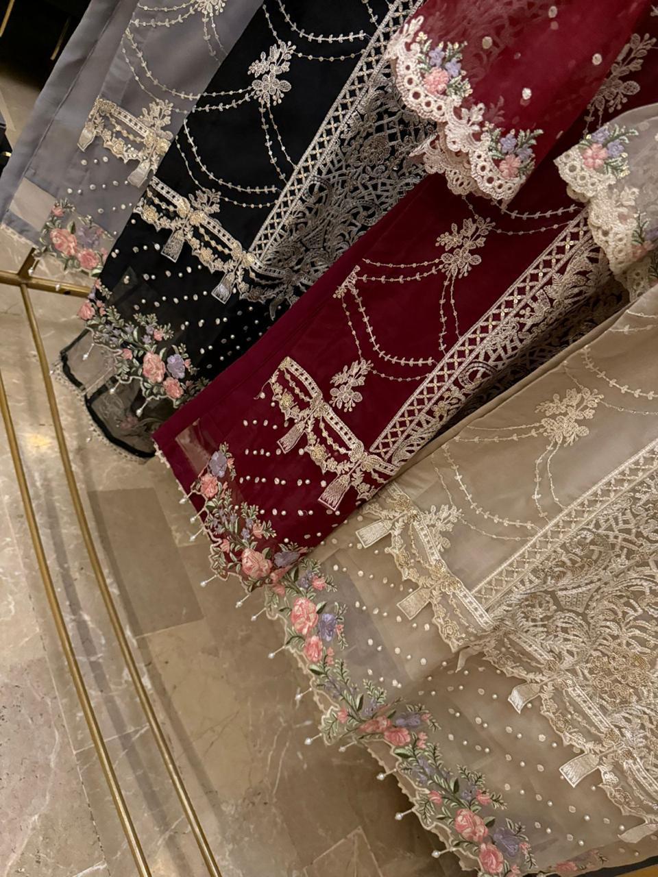 Soft organza heavy embroidered and handwork article