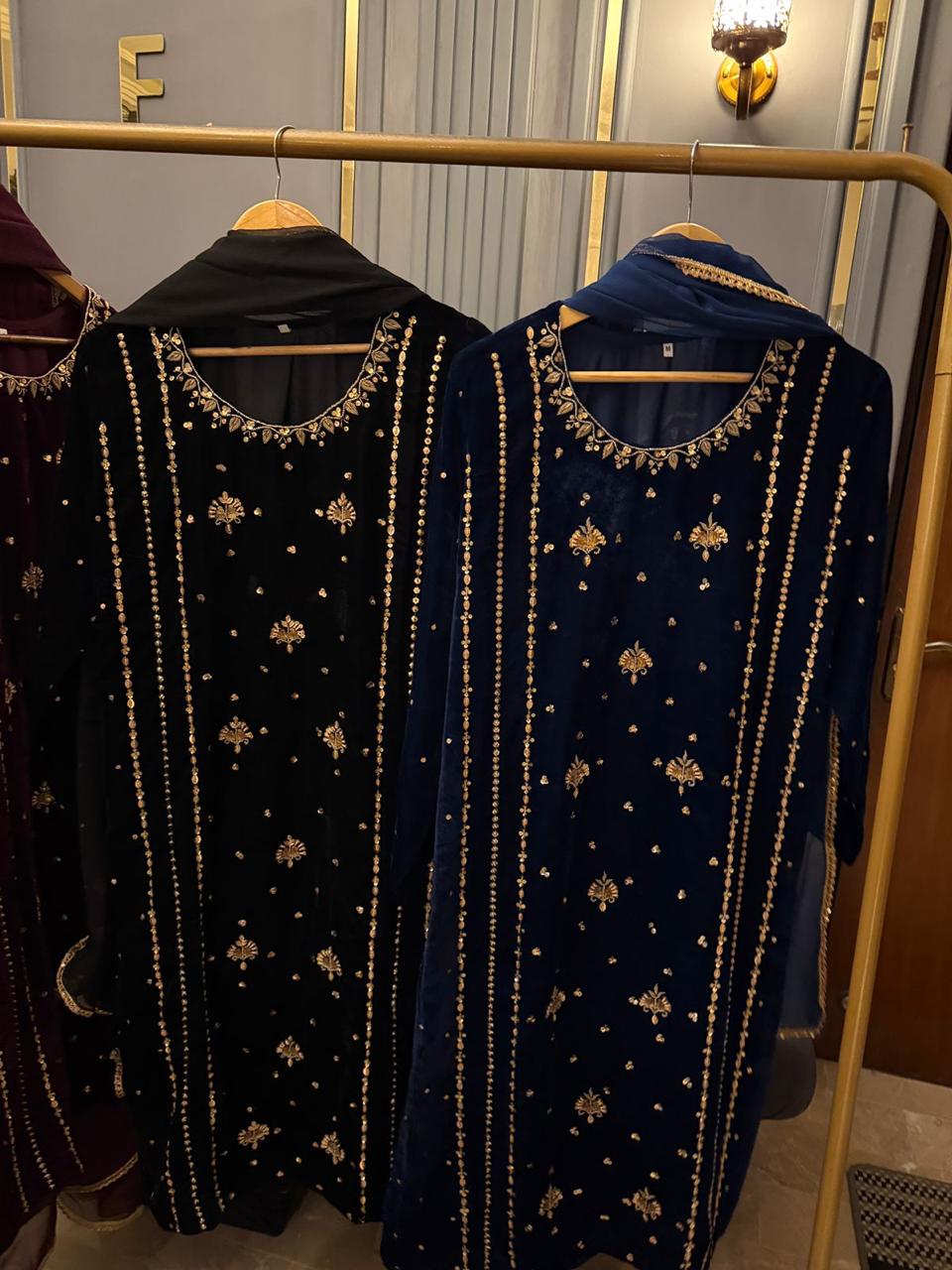 microvelvet pure complete heavyhandwork stiched 3 pieces