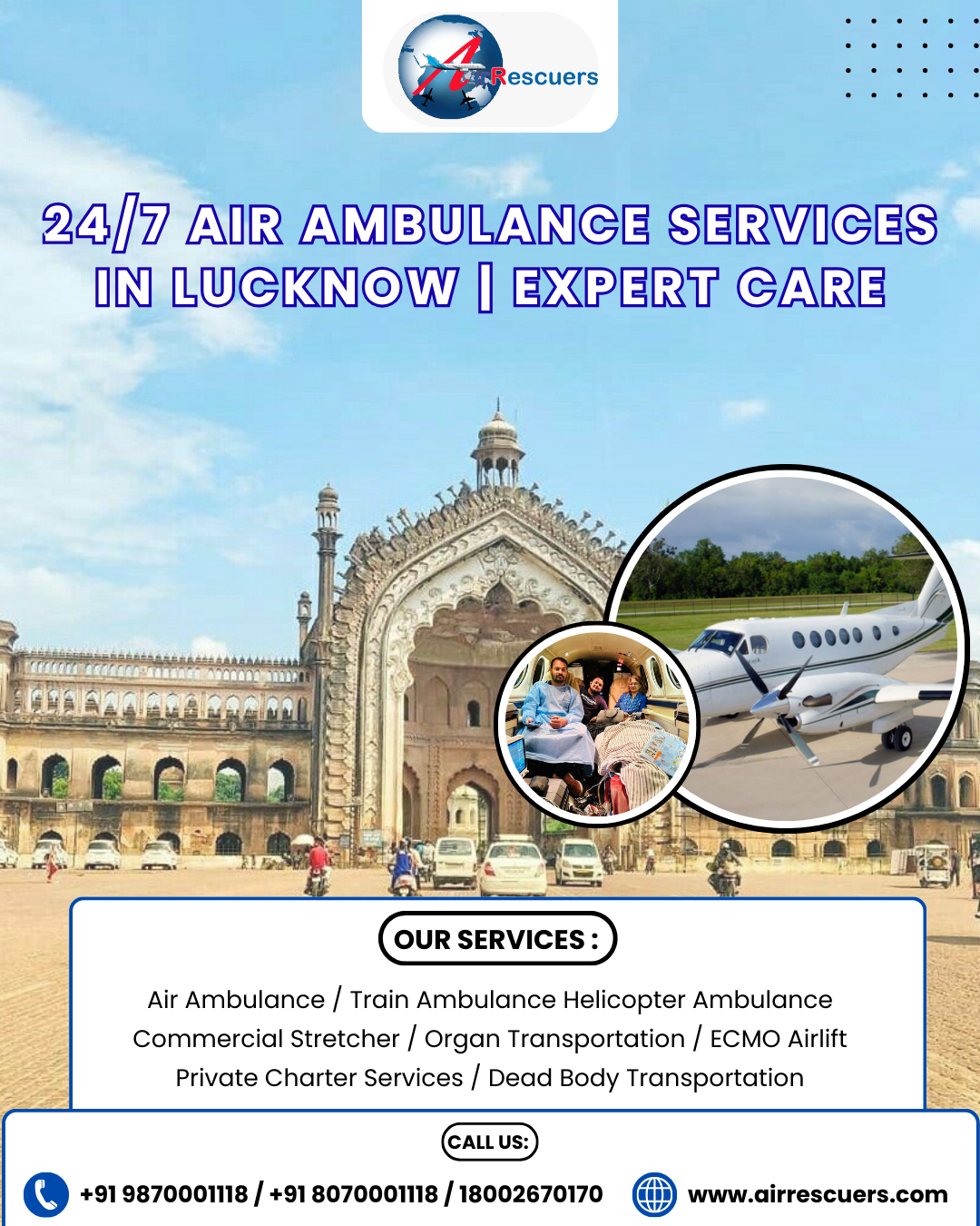 24/7 Air Ambulance Services in Lucknow | Expert Care