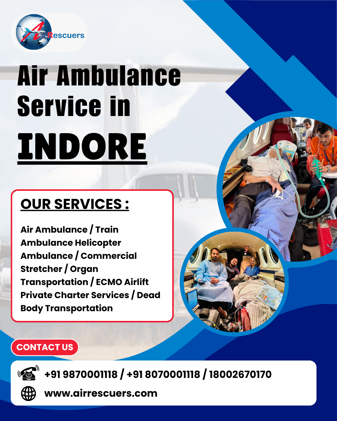 Indore’s Trusted Air Ambulance – Saving Lives 24/7! 1 Trusted Air Ambulance