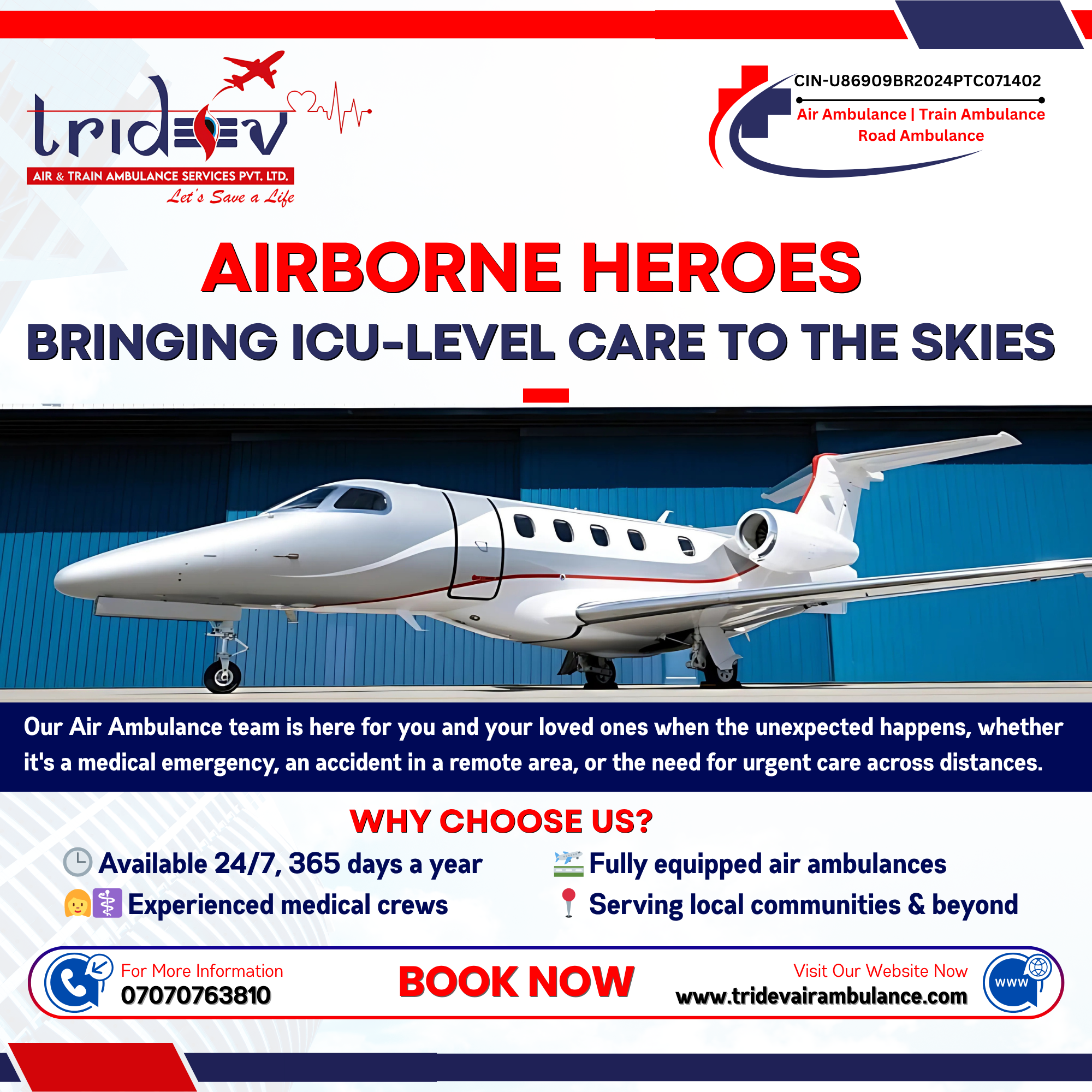 Advanced and Superior—Tridev Air Ambulance Service in Delhi Gives Forever Advantages