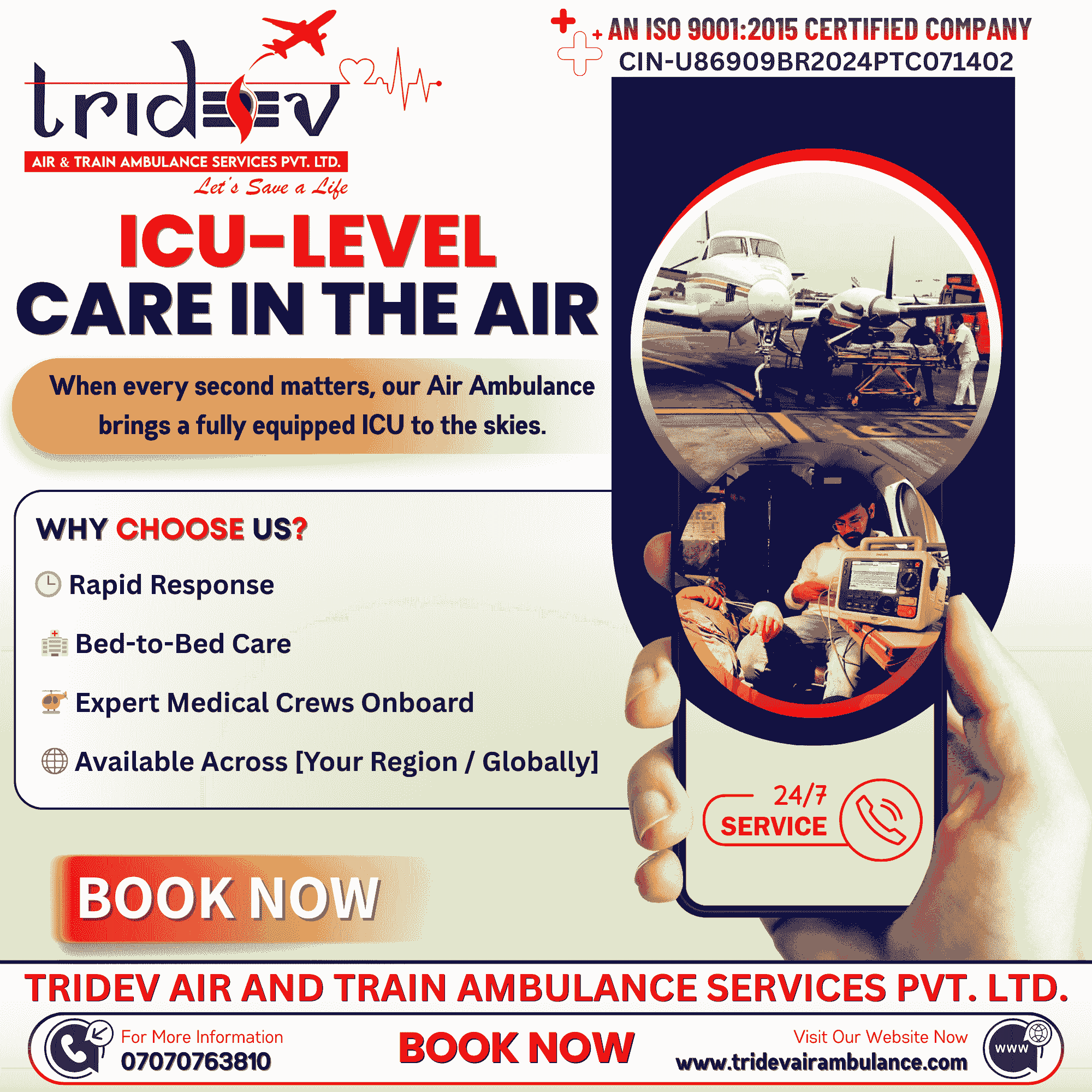 No Disturbance of Patient – Tridev Air Ambulance Service in Delhi
