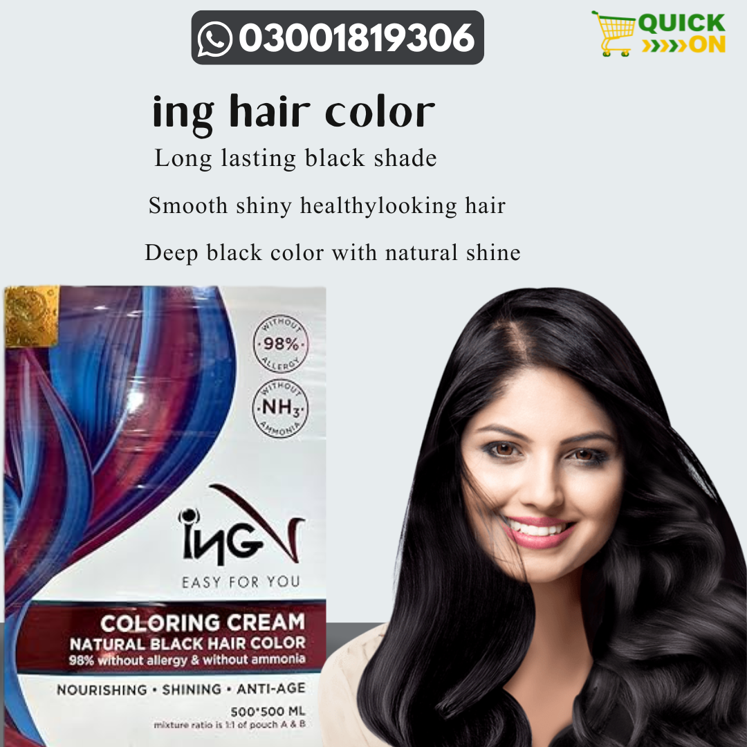 ING Hair Color in Mianwali | Strong Black Smooth Shiny Hair 03001819306