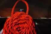 Crochet rose flower purse