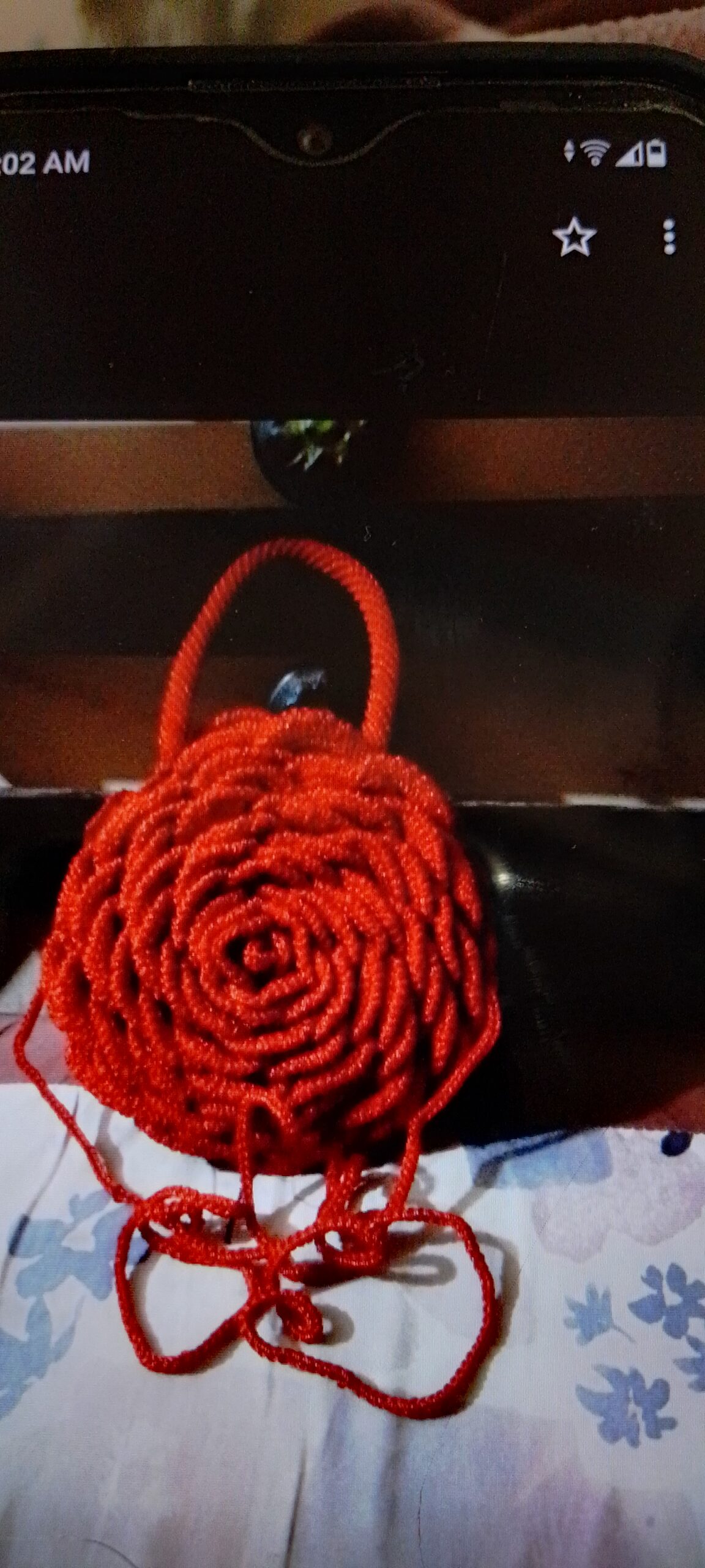 Crochet rose flower purse