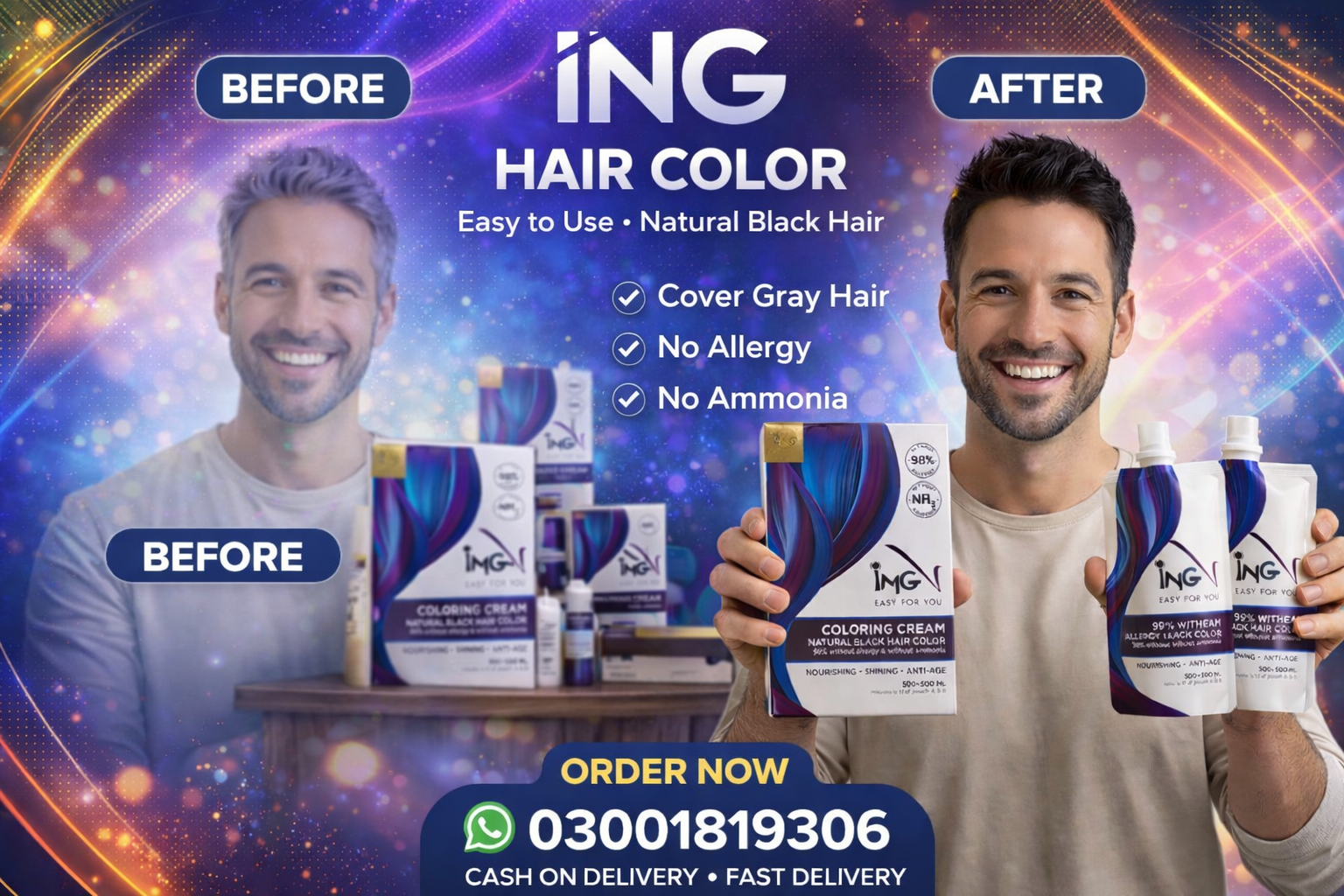 ING Hair Color Price In Rawalpindi| Ammonia Sulfate-Free 03001819306