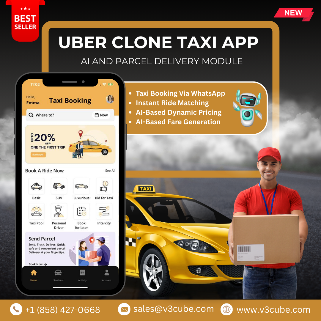 Uber Clone Taxi App with AI and Parcel delivery Module