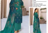 Elegant Turquoise Embroidered Linen Suit with Chikankari Sleeves