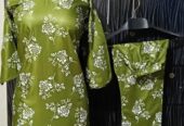 2 Pcs Women’s Stitched Linen Block Printed Shirt And Trouser