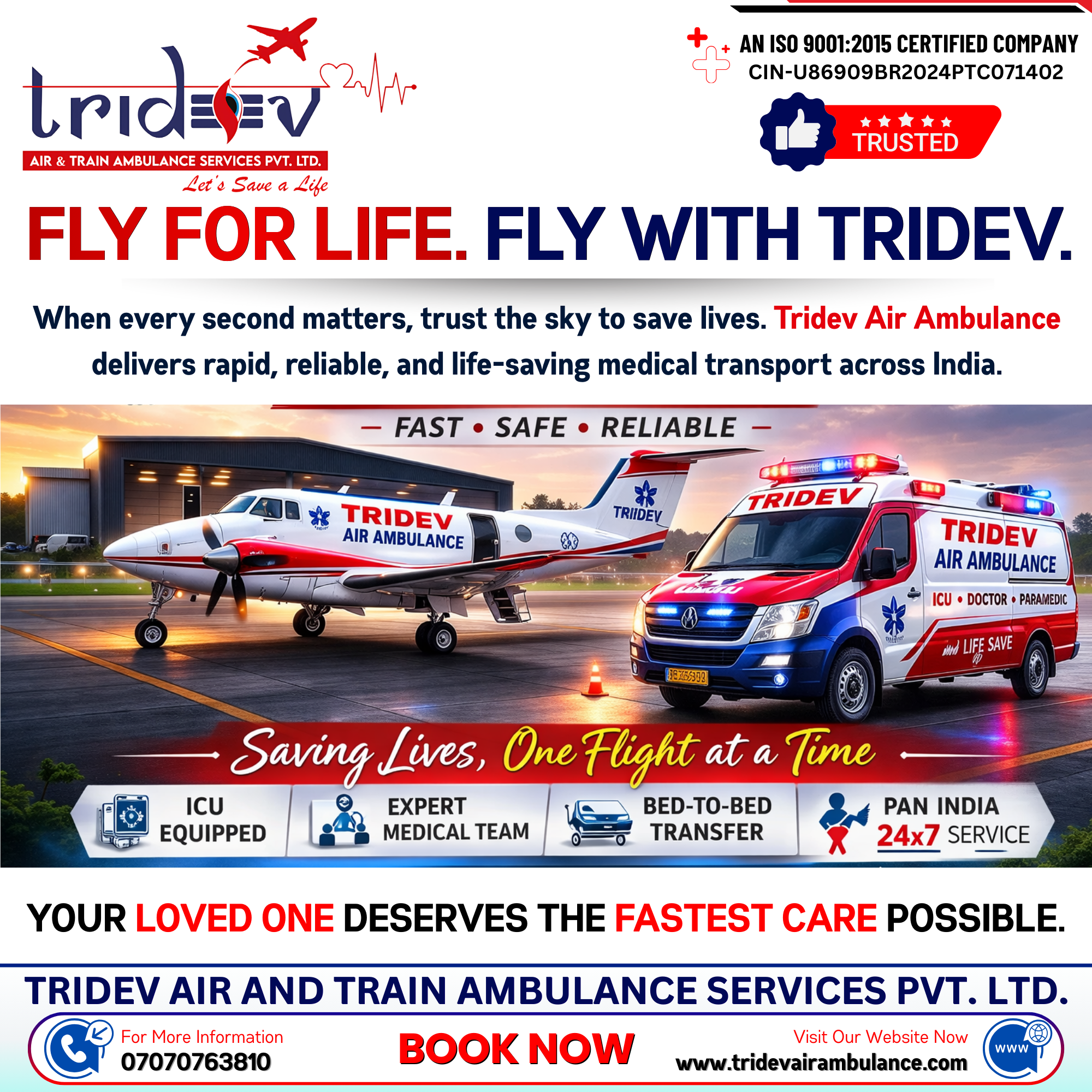Tridev Air Ambulance Service in Patna – Book 24/7 Emergency Patient Transfer