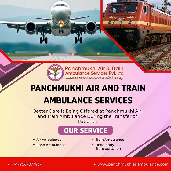 Take Panchmukhi Air and Train Ambulance Service in Indore with Best Medical Device