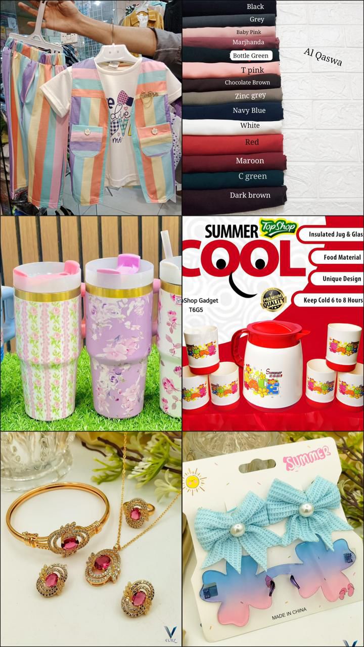 Kids dress Hijabz Tumbler available 7 pcs jug glass set Jewellery set Kids gift set glasses clips