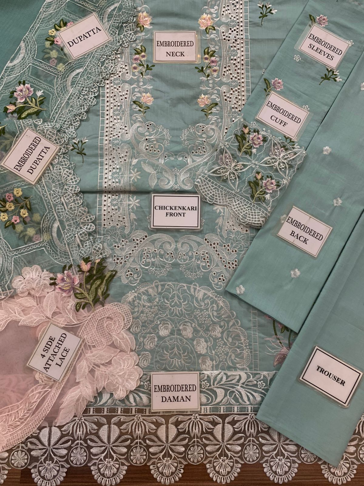 HEAVY EMBROIDERED CHICKENKARI COTTON FRONT WITH EMBROIDERED CUTWORK DAMAN PATCH