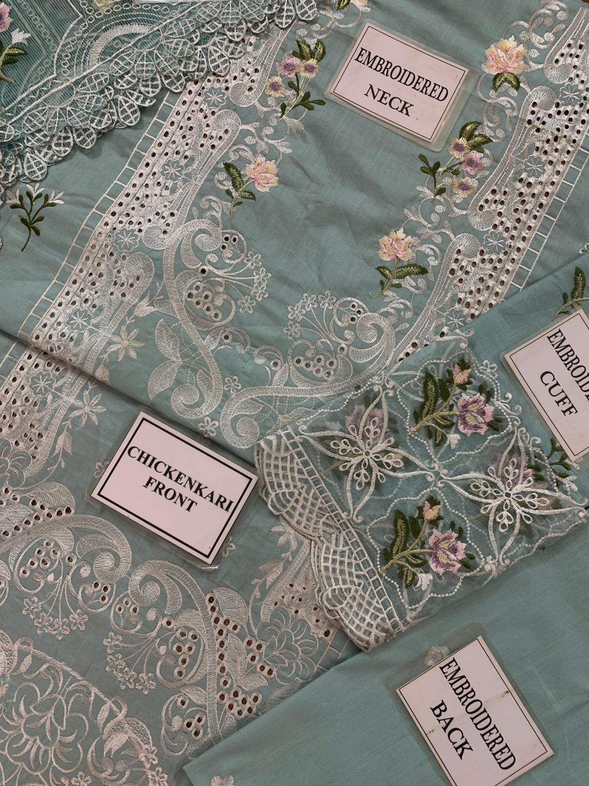 HEAVY EMBROIDERED CHICKENKARI COTTON FRONT WITH EMBROIDERED CUTWORK DAMAN PATCH