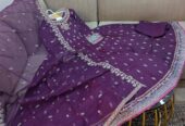 Cotton silk long maxi with hand work