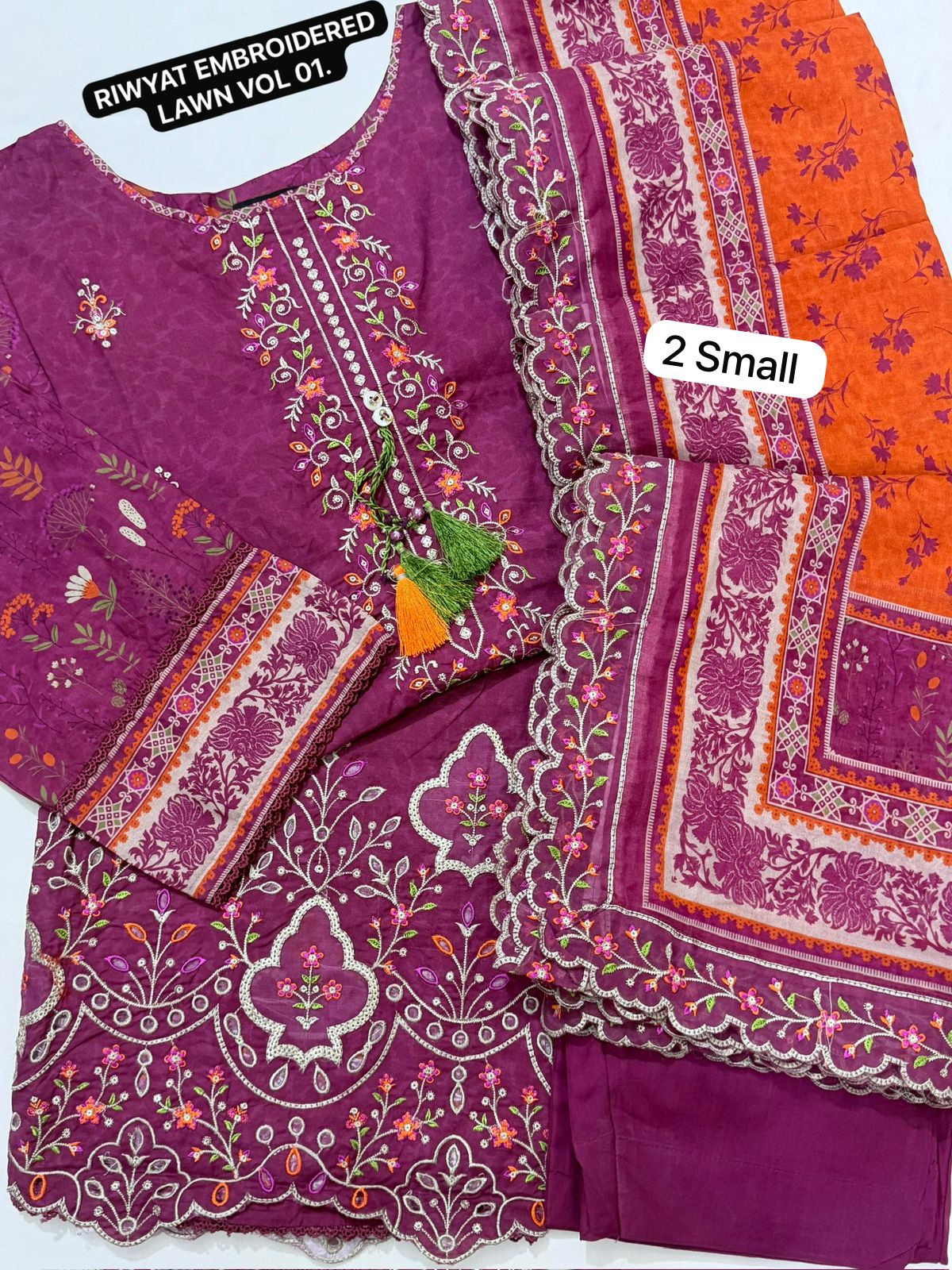 Riwayat Embroidered Lawn Vol-1Stitched 3-PC