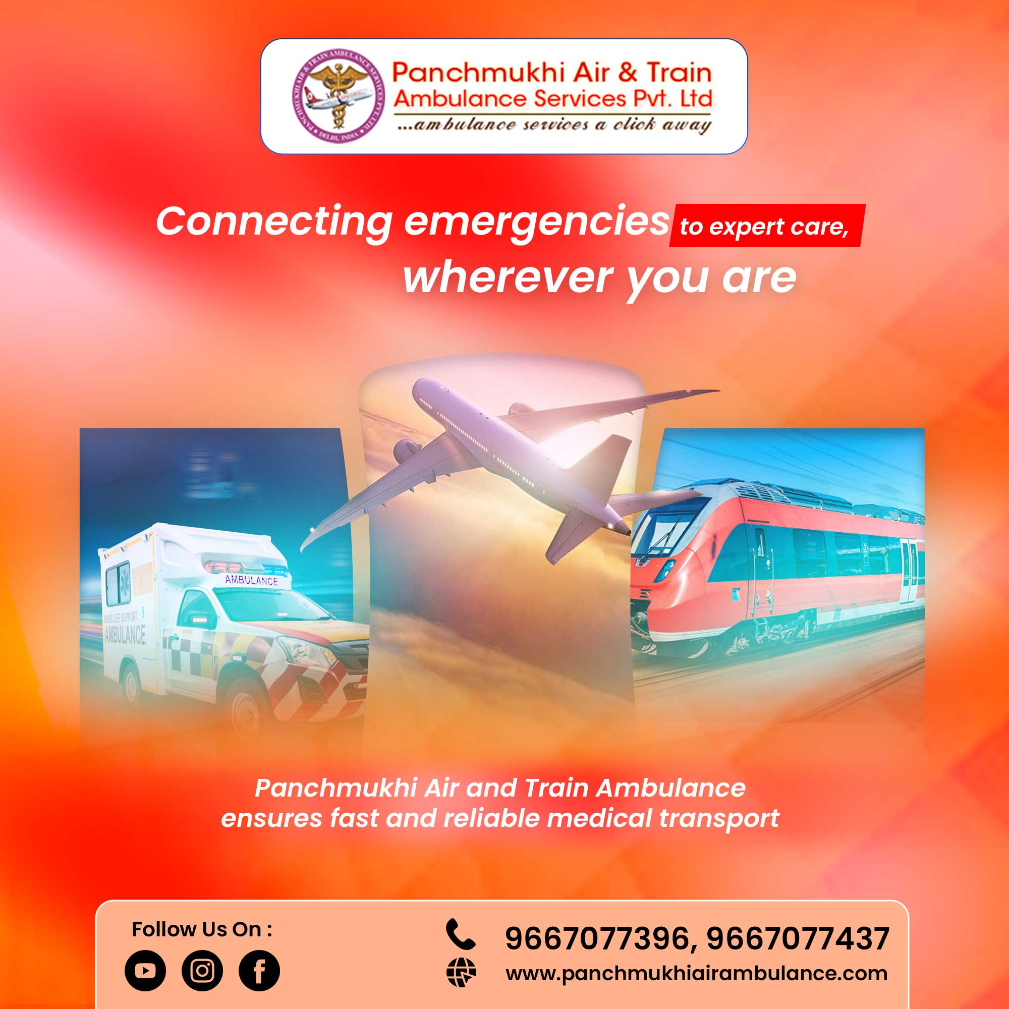 Book High-Tech Panchmukhi Air and Train Ambulance Services with ICU Setup in Patna