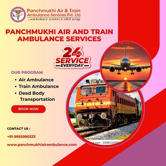 Book Panchmukhi Air and Train Ambulance Service in Indore with Healthcare Facility