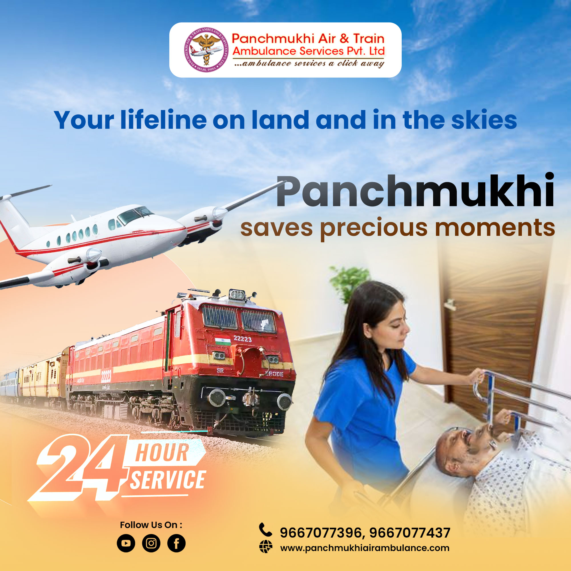Panchmukhi Air and Train Ambulance Services in Patna offer unlimited opportunities for uninterrupted travel