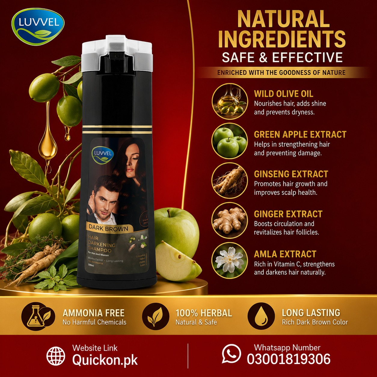 Luvvel hair darkening shampoo price in Islamabad – Luvvel shampoo for gray hair