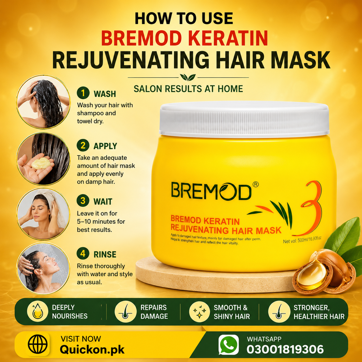 Bremod Keratin Rejuvenating Hair Mask Price in Karachi – At Quickon.pk