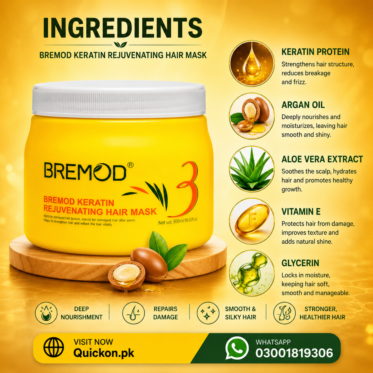 Bremod Keratin Rejuvenating Hair Mask Price in Sargodha – At Quickon.pk