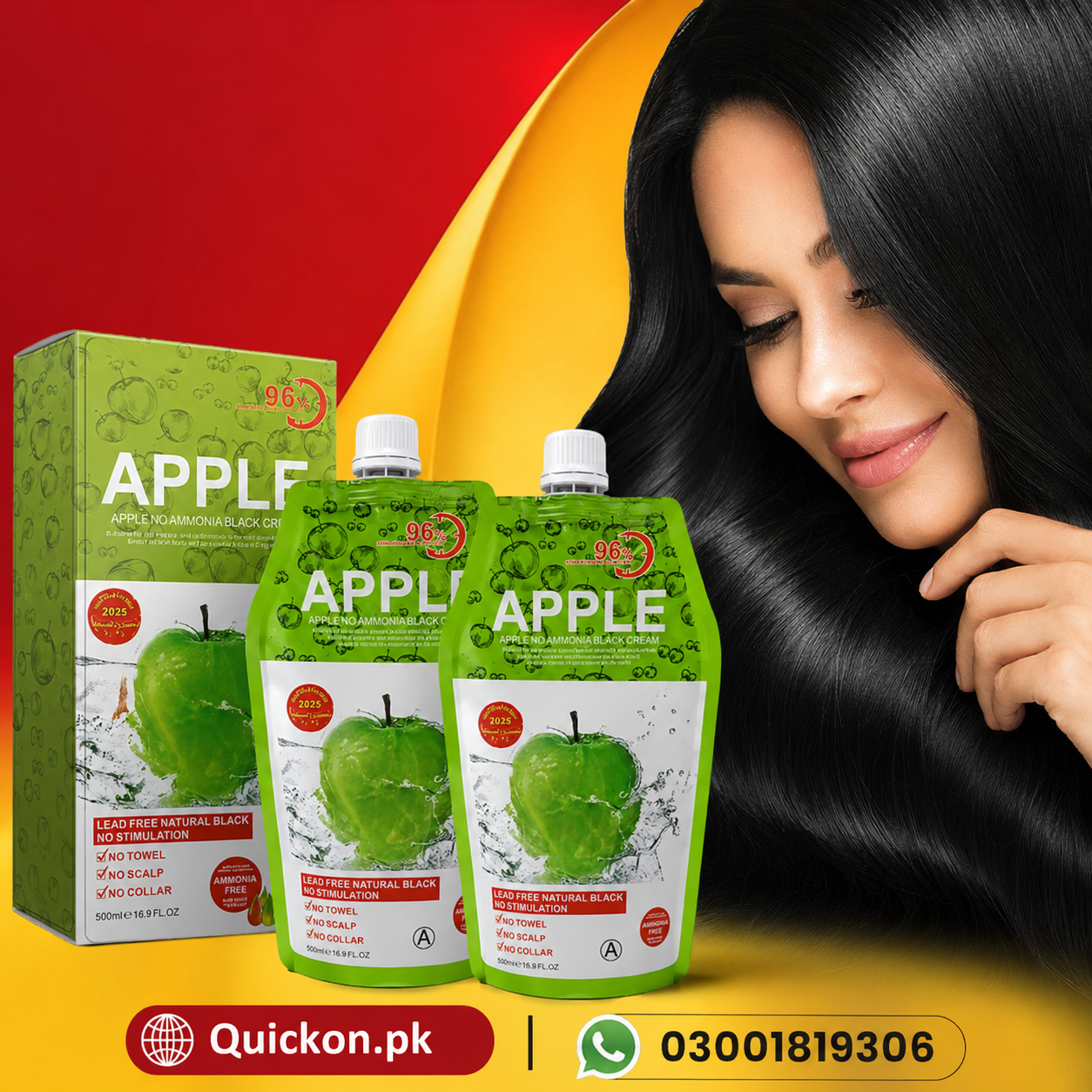 Apple Hair Color Price in Peshawar – Apple Hair Dye On dark Hair & Black Hair – Non-Ammonia Apple Hair Color Kit