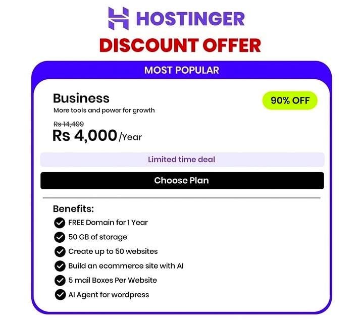 Hostinger Business Plan Available