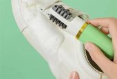 Portable Shoe Brush with Spray & Washable Bristles